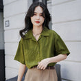 Load image into Gallery viewer, [XIAOQINGXIN Series] ★Shirt★ Tops, short sleeves, women's, V-neck, green, for dates and work
