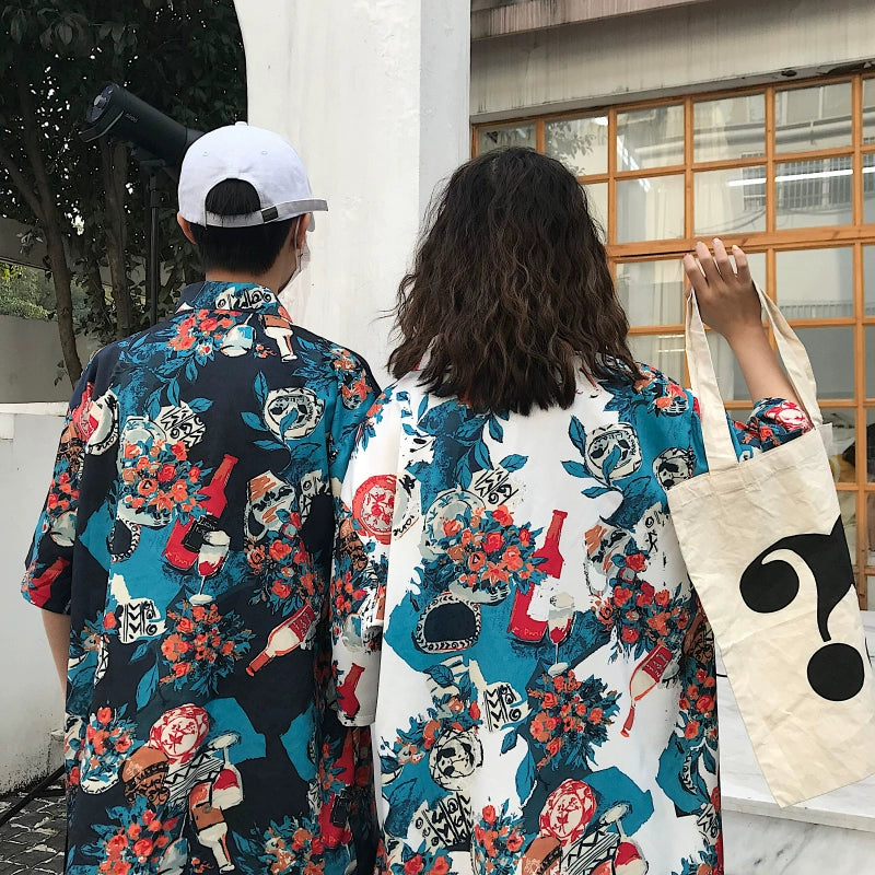 [WDG Studio Series] ★Shirt★ 2 colors Tops Short sleeves Unisex Men's Stylish Printed Short sleeves Unique Aloha shirt