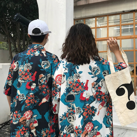 [WDG Studio Series] ★Shirt★ 2 colors Tops Short sleeves Unisex Men's Stylish Printed Short sleeves Unique Aloha shirt