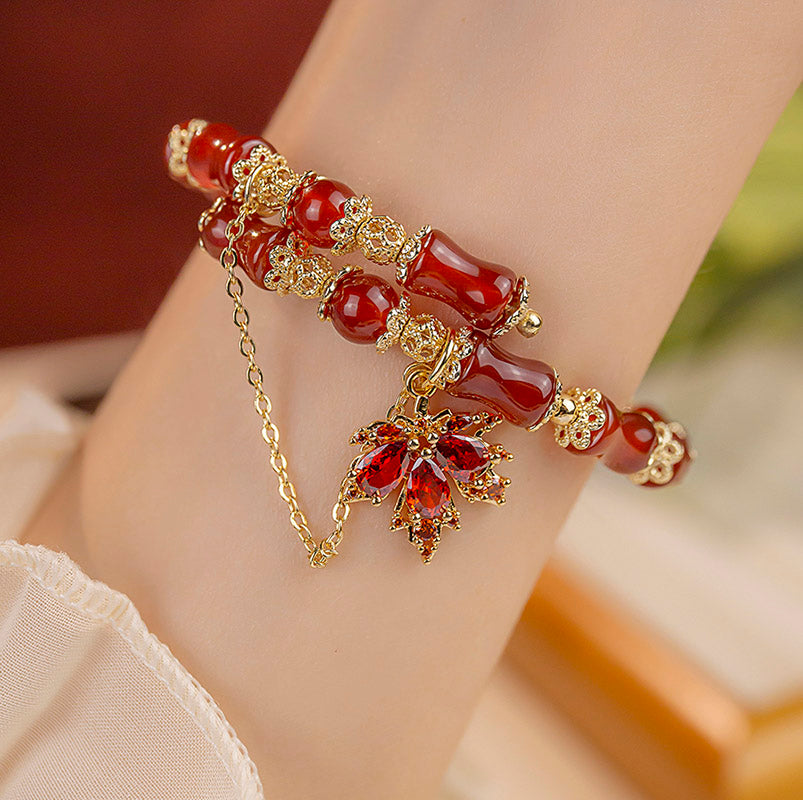 [GULIYA Series]★China Style Bracelet★ Bracelet Accessory Women's Bamboo Fringe Flower Improves Temperament Green