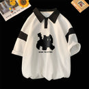 [PLQV Series] ★POLO shirt★ 3 colors Tops Short sleeve Unisex Men's Cat Black White Khaki Brown