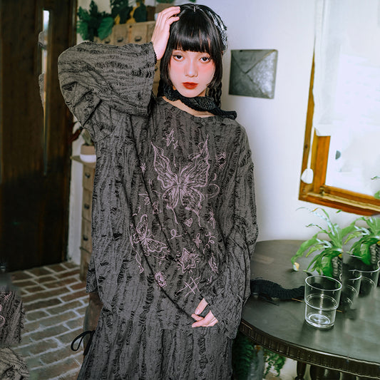 [Kokaisha---Butterfly Gin Series] ★Chinese-style top★ Happi coat, outerwear, unique, embroidered, butterfly, retro, easy to match