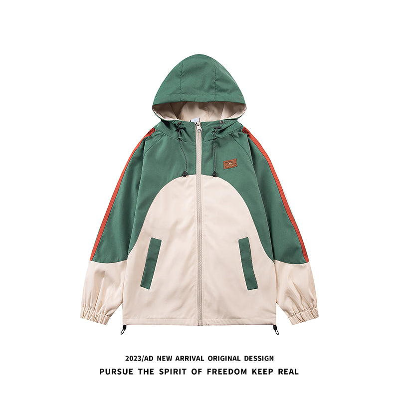 [V37 Series] ★Jacket★ 3color outerwear, unisex, men's color scheme, casual, easy to match, hat included