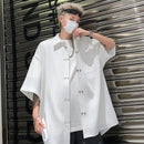 [BIGEMAN Series] ★China style tops★ 2color shirt, bamboo pattern, bamboo, short sleeves, unisex, men's, large size, black white