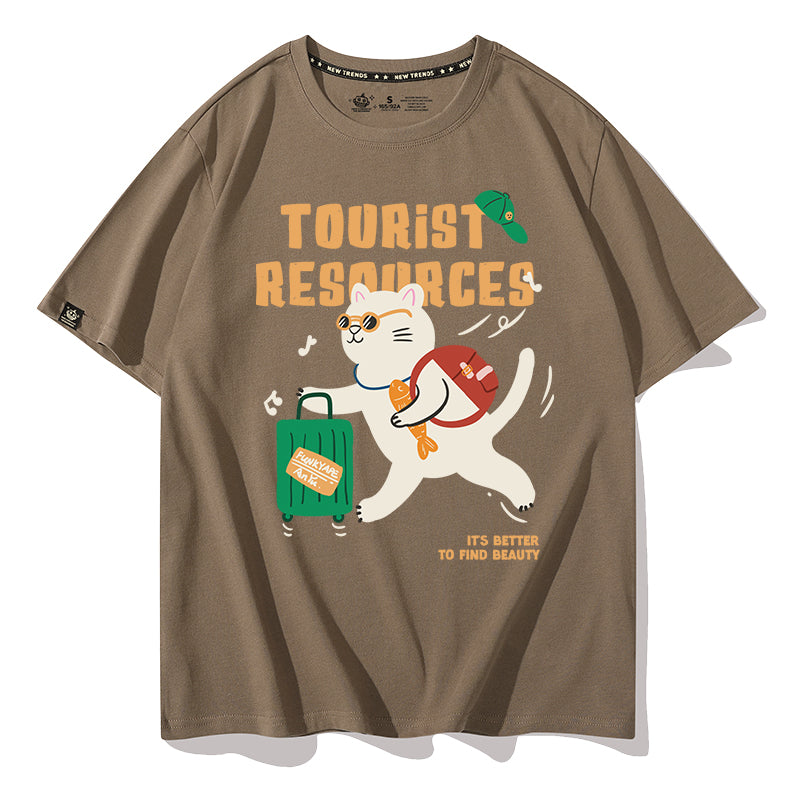 【Funkyapeシリーズ】★Tシャツ★ 6color トップス 半袖 レディース コットン 猫 ねこ ネコ 猫柄 黒 青 緑 赤