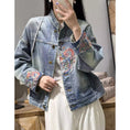 Load image into Gallery viewer, [AILAIQIAN Series]★China style outerwear★ Jacket Denim jacket Embroidery Jeans Blue Blue
