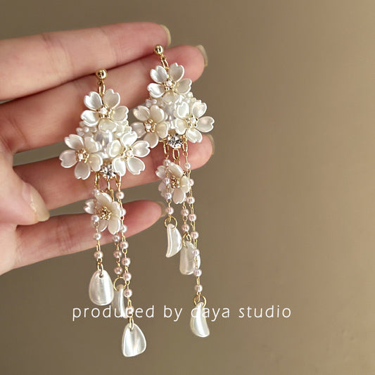 [SHESHUO Series] ★Earrings★ Pair Earrings or Earrings Accessories Floral Pattern Long Length Cute Present for Her Birthday