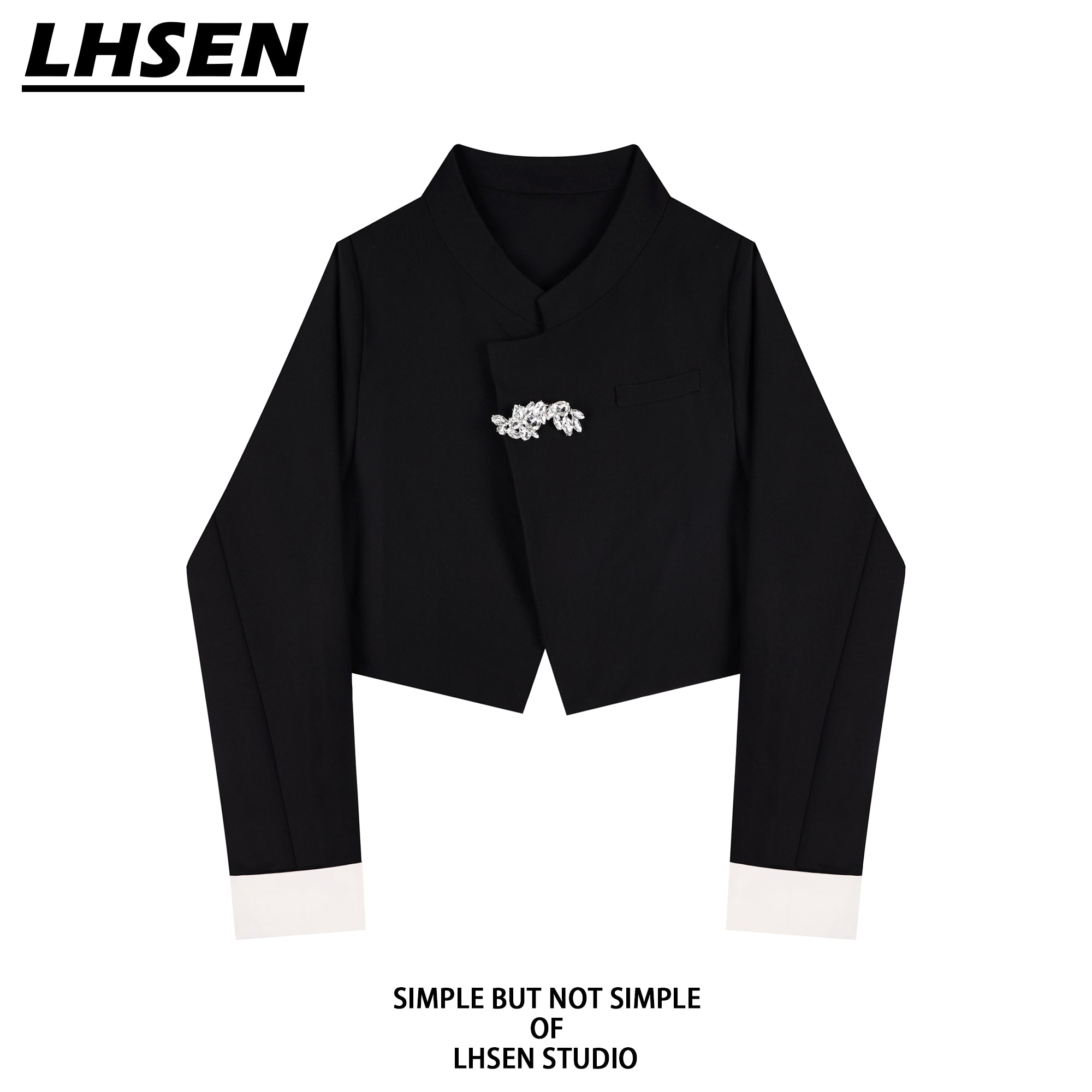 [LHSEN Series] ★Outer★ Jacket Simple Easy to match with design Black Black