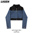 Load image into Gallery viewer, [LHSEN Series] ★Outer★ Jacket Switching Denim Easy to match with design Blue Blue
