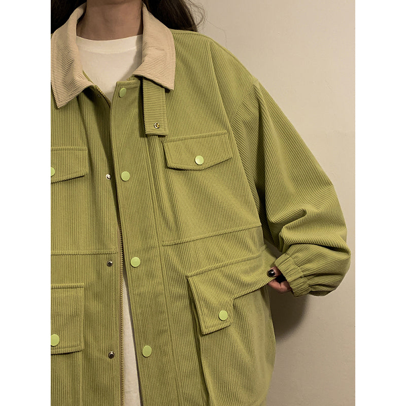 [SENSU Series]★Jacket★ 3color outerwear unisex men's corduroy green beige coffee color