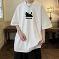 Gallery viewerに画像を読み込む, 【高墣シリーズ】★Tシャツ★ 6color トップス 半袖 猫 ねこ ネコ 猫柄 男女兼用 メンズ 大きいサイズ コットン
