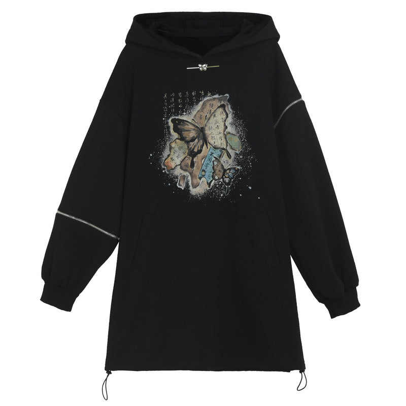 [Mori Onna Buraku Series] ★China Style Dress★ Parka Dress Butterfly Women's Cotton Original