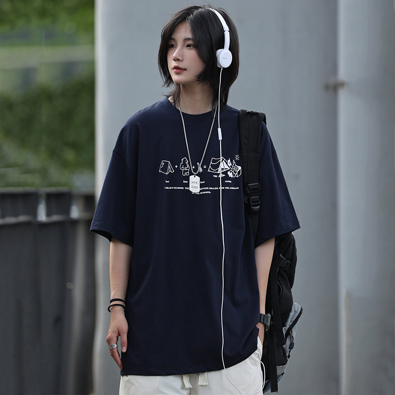 [JIWU series] ★Chinese style tops★ 2 colors Shirt Outerwear Short sleeve Denim Unisex Men's Casual Black Blue