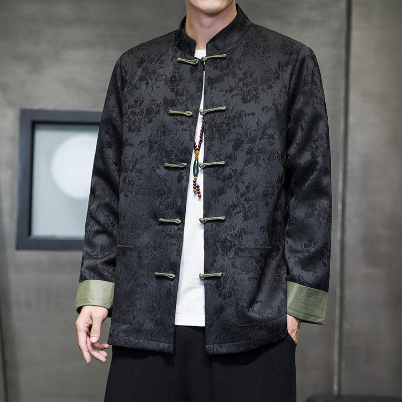 [JUNYI Series]★China style outerwear★Shirt outerwear, unisex, men's, large size, switching color scheme, black, black