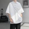 Load image into Gallery viewer, [BIGEMAN Series] ★China style tops★ 2color shirt, bamboo pattern, bamboo, short sleeves, unisex, men's, large size, black white
