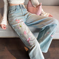 Load image into Gallery viewer, [OURI Series] ★Denim pants★ Trousers Bottoms Floral pattern Casual Easy to match Ladies Fashionable
