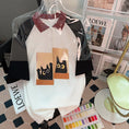 Load image into Gallery viewer, [DOL Series] ★POLO Shirt★ Tops Short Sleeve Ladies Color Scheme Cat Cat Cute Print Casual
