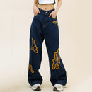 [WIZARD Series] ★Denim pants★ 2 colors Pants Bottoms Jeans Unisex Ladies Men Flame Stylish