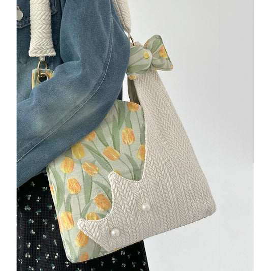 [DAZE &amp; ERPANG series] ★Bag★ Check pattern, floral pattern, cute, date, commuting, OL, office, rectangular, improves temperament