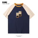 [KAMU Series]★T-shirt★ 4color Tops Cotton Short Sleeve Cat Unisex Men's Color Scheme Cute