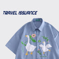 Gallery viewerに画像を読み込む, 【TRAVEL ISSUANCEシリーズ】★シャツ★ 2color トップス 半袖シャツ 動物柄 アヒル 男女兼用 メンズ ベージュ ブルー
