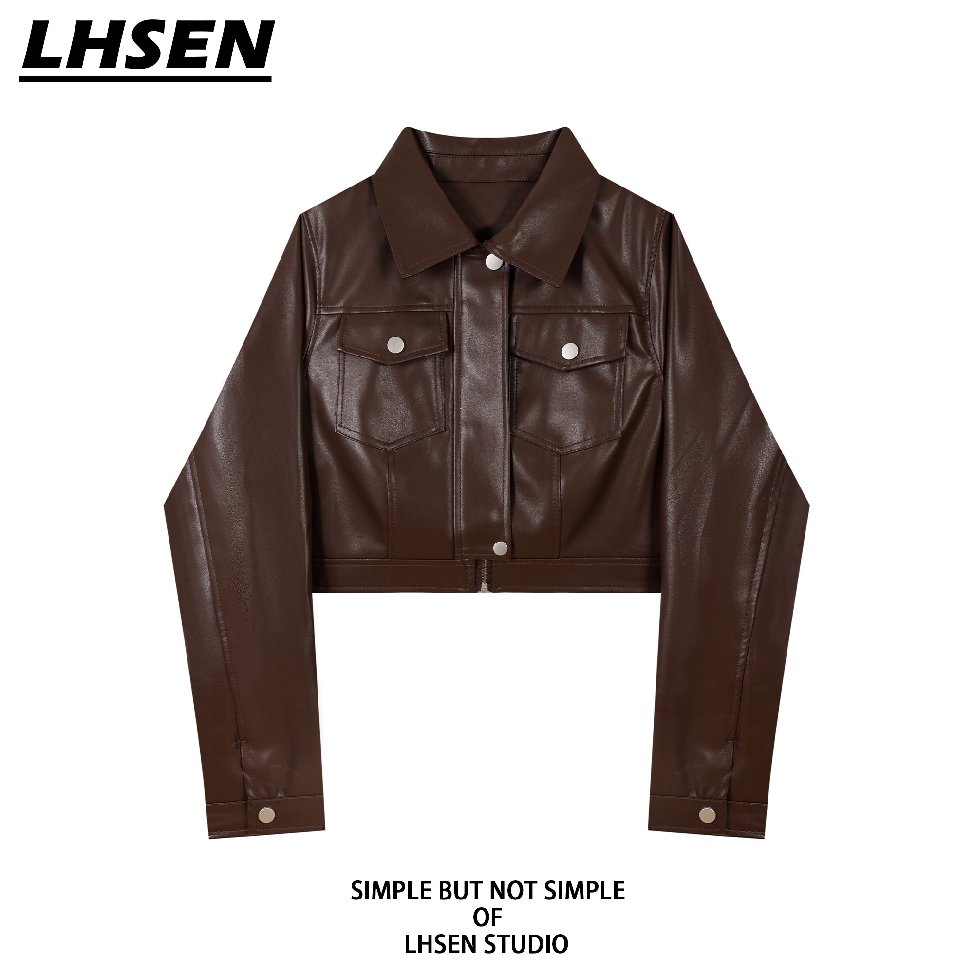 [LHSEN series]★Outer★ 2color jacket PU black coffee color black coffee color