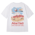 Gallery viewerに画像を読み込む, 【MOYANシリーズ】★Tシャツ★ 綿100％ 厚て 3color トップス 油絵風 男女兼用 メンズ 大きいサイズ 黒 白 アプリコット
