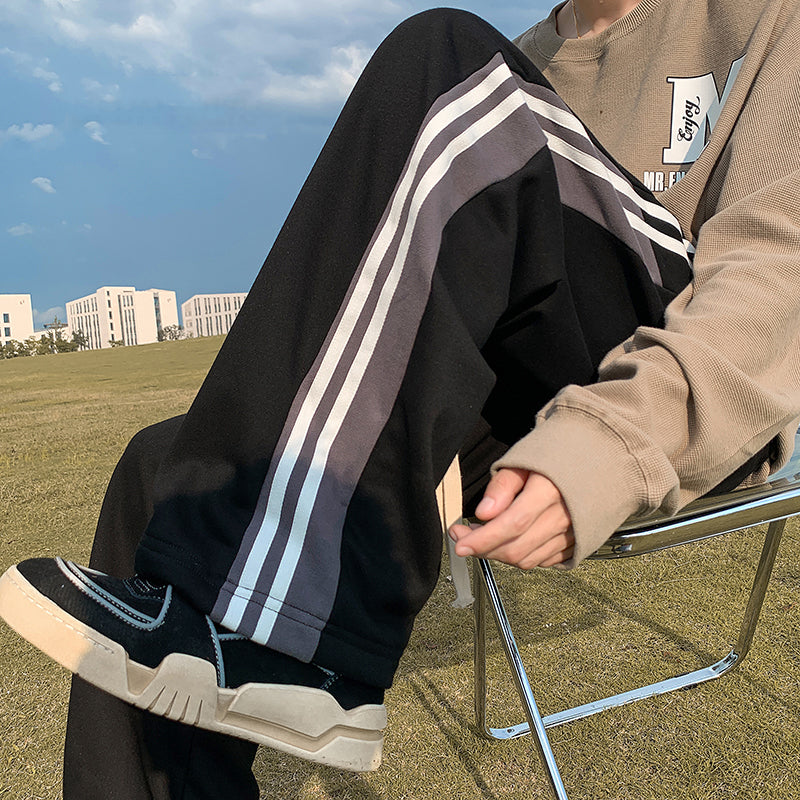 [V37 Series]★Casual Pants★ 2color Pants Bottoms Unisex Men's Large Size Vertical Stripes Striped Pattern