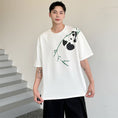 Load image into Gallery viewer, [ZHUIYI series] ★Chinese style tops★ 2color T-shirt, short sleeve, bamboo, bamboo pattern, panda, men's, casual, black, white
