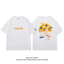 [JUNGLETIGER Series]★T-shirt★ 5color Tops Short Sleeve Unisex Men's Sunflower Sunflower Cotton Black White Gray Blue