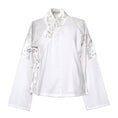 Load image into Gallery viewer, [Viscount Autumn Color --- Crane Bone Series] ★China style tops★ 2color shirt long sleeve shirt ladies V neck embroidery Hanfu tops
