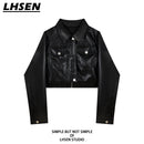 [LHSEN series]★Outer★ 2color jacket PU black coffee color black coffee color