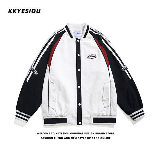 [KKYESIOU Series] ★Jacket★ 2color outerwear unisex men's women's color scheme sports style fashionable