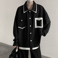 Load image into Gallery viewer, [Takashi Series]★Shirt★ 3color Tops Unisex Men's Fake Layered Blue Black White Casual
