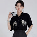 Load image into Gallery viewer, [HUAYUXIN Series] ★Tops★ 2color Shirt Short Sleeve Embroidery Women's Temperament Enhancement Chiffon Black White
