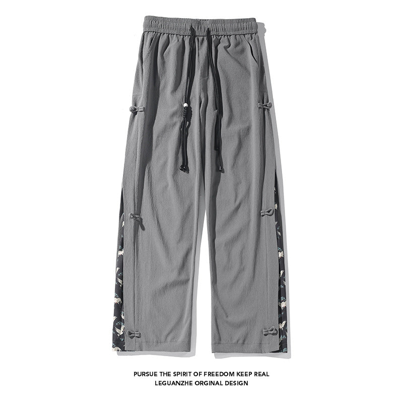 [BIGEMAN Series]★China style pants★ 2color casual pants pants bottoms unisex men's large size black gray crane