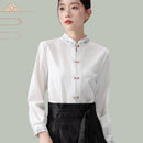 [AIIF Series]★Chinese Style Tops★ 2color Long Sleeve Shirt Chinese Clothes Easy to Match Shirt Black White