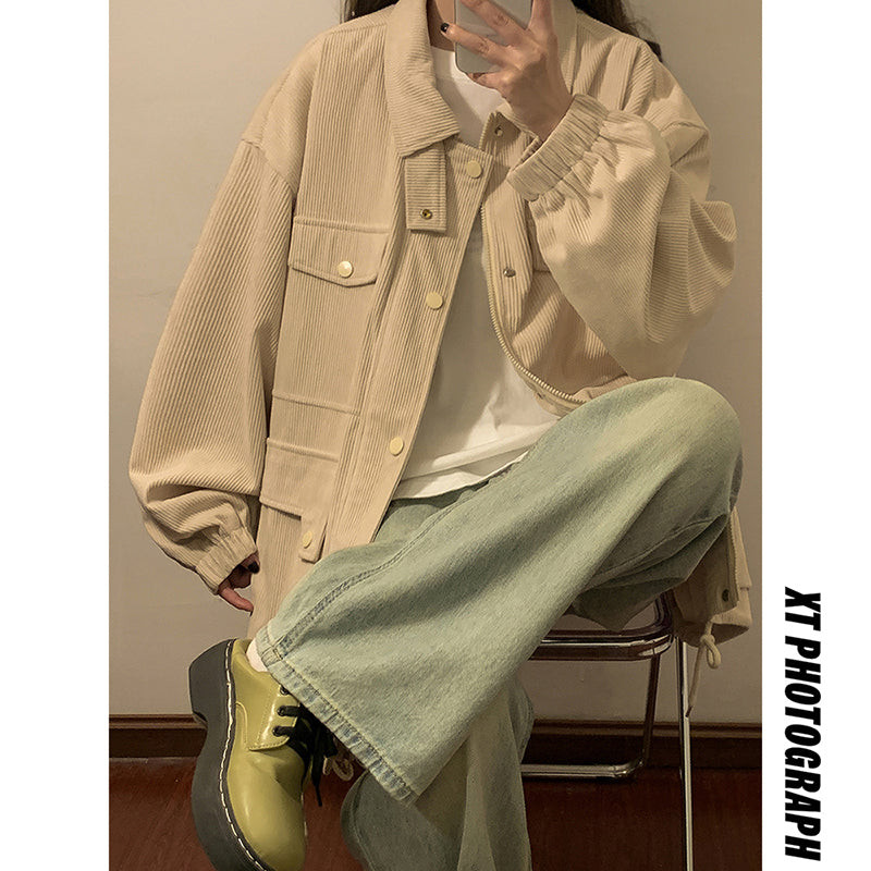 [SENSU Series]★Jacket★ 3color outerwear unisex men's corduroy green beige coffee color