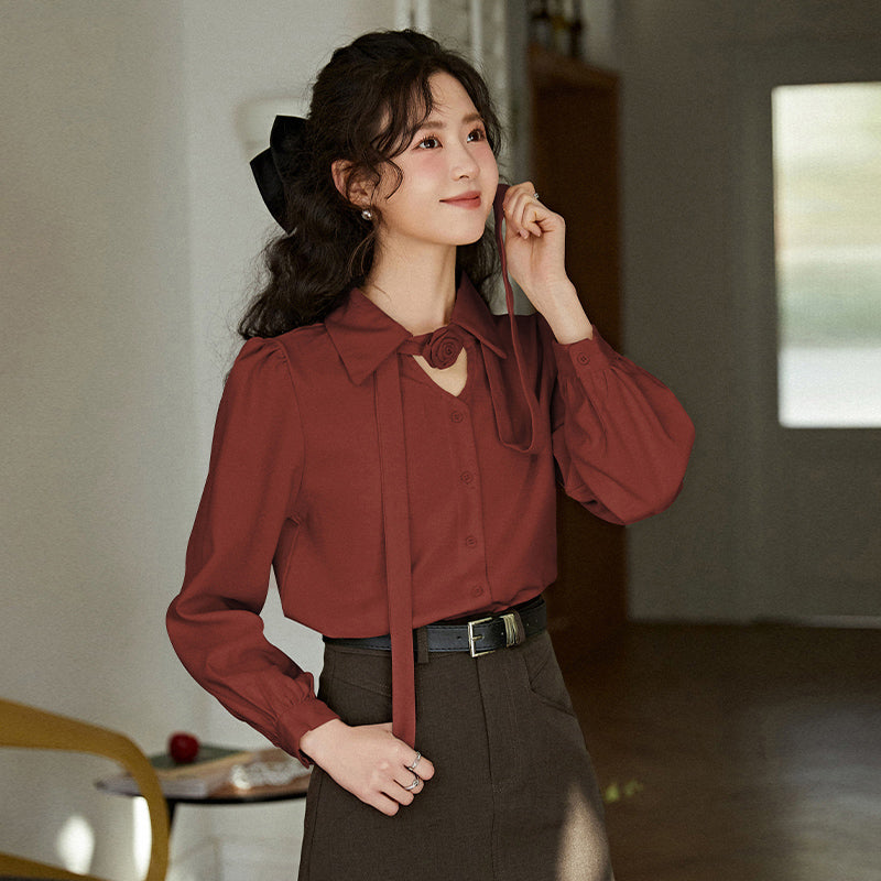 [MUTU Series]★China Style Shirt★ 2color Tops Long Sleeve Shirt Embroidery Women's Chinese Clothing Improves Temperament