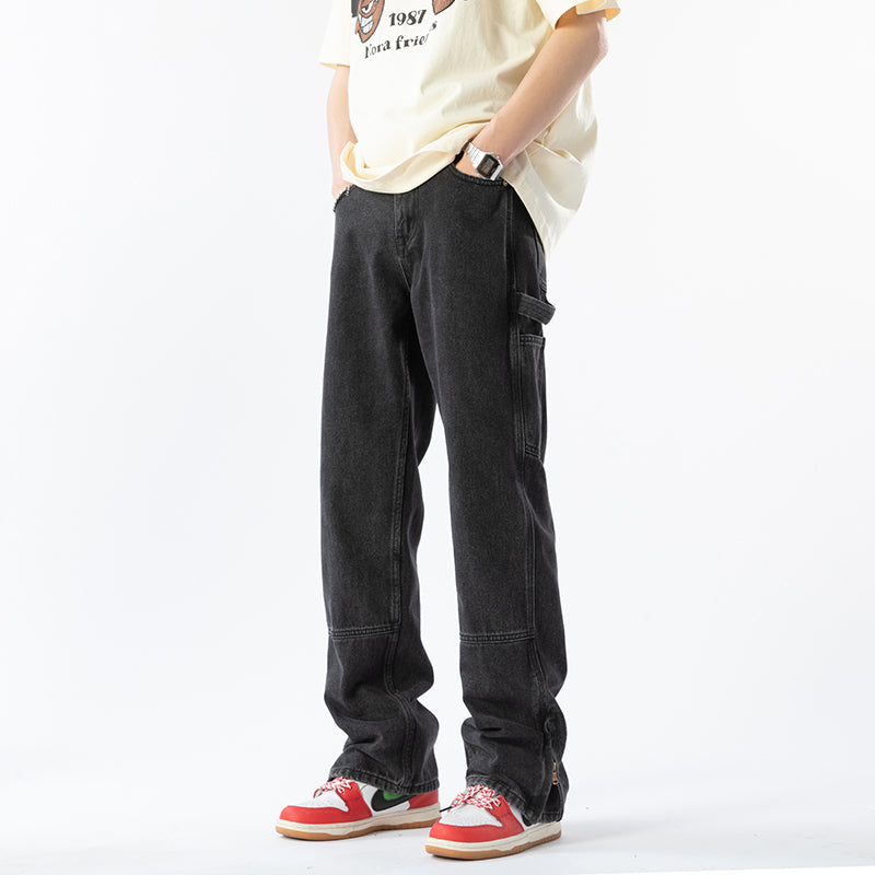 [V37 Series]★Pants★ 2color Denim Pants Bottoms Unisex Men's Simple Black Blue