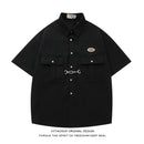 [HTTAOSUP Series]★Shirt★ 3color Tops Short Sleeve Shirt Unisex Men's Black Khaki Brown Wine Red