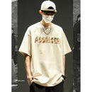 [SZON Series]★T-shirt★ 3color embroidery tops Unisex Men's Suede Black Apricot Coffee Color