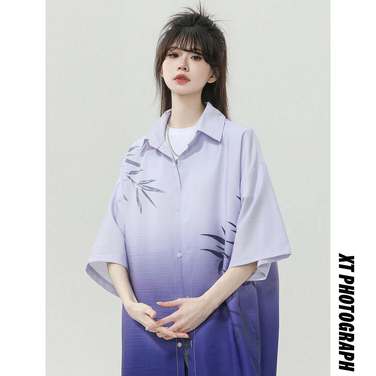 [SENSU series] ★Chinese style tops★ 4 colors Shirts Short sleeve shirts Unisex Men's Gradient Bamboo