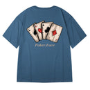 [MOYAN Series]★T-shirt★ 8color Tops Playing Cards Unisex Men's Large Size Cotton Black White Green Red Gray