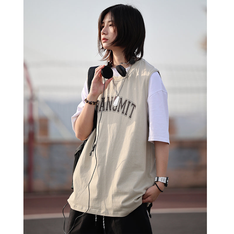 【NCLLWシリーズ】★Tシャツ★ 3color トップス 半袖 男女兼用 メンズ アルファベット ノースリーブ