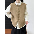 Load image into Gallery viewer, [Tachibana Series] ★China style tops★ 4color Vest Knit Ladies Improves temperament Black Gray Light Green Brown
