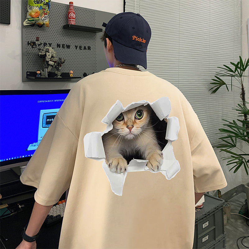 【NANSHIシリーズ】★Tシャツ★ 6color トップス 半袖 男女兼用 メンズ 大きいサイズ 猫 ねこ ネコ コットン