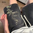 [SENSU Series] ★Chinese-style pants★ 3 colors, embroidered shorts, short pants, bottoms, unisex, men's, large size, denim