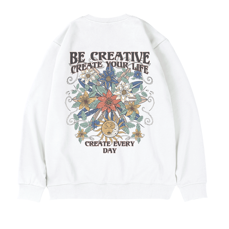 [MOYAN Series] ★Tops★ 5color Sweatshirt Unisex Men's Large Size Cotton Floral Pattern