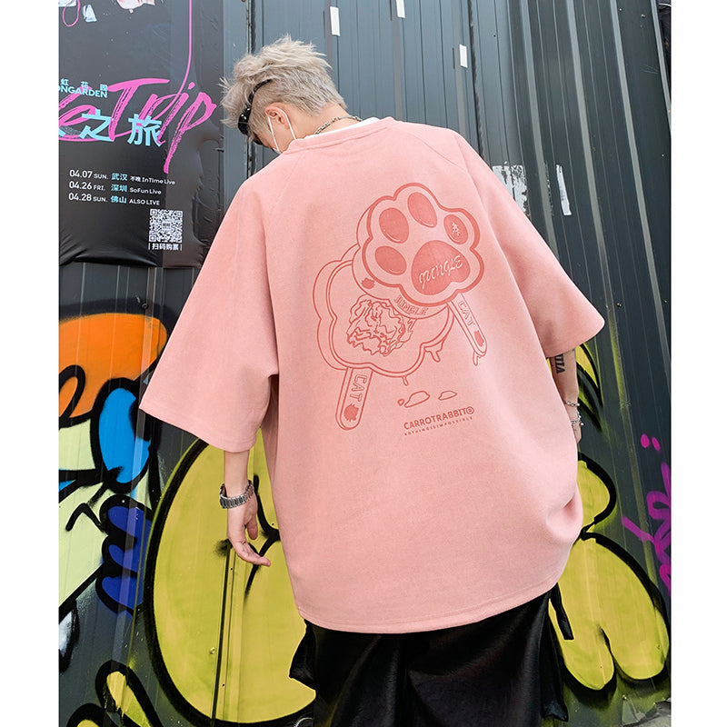 【PPGシリーズ】★Tシャツ★ 6color トップス 半袖 男女兼用 メンズ 大きいサイズ スエード カートゥーン 可愛い